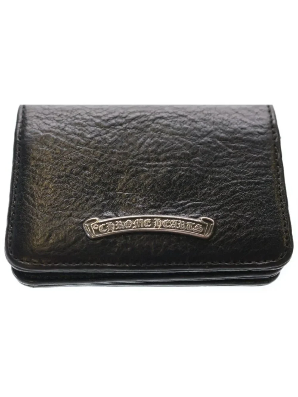 Chrome Hearts CRD Logo Plate Card Case Black Silver